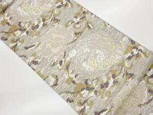 紙布銀通し花々模様織出し全通袋帯